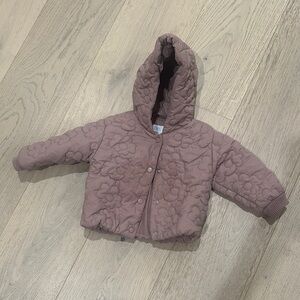 Zara Quilted Hooded Jacket in Mauve